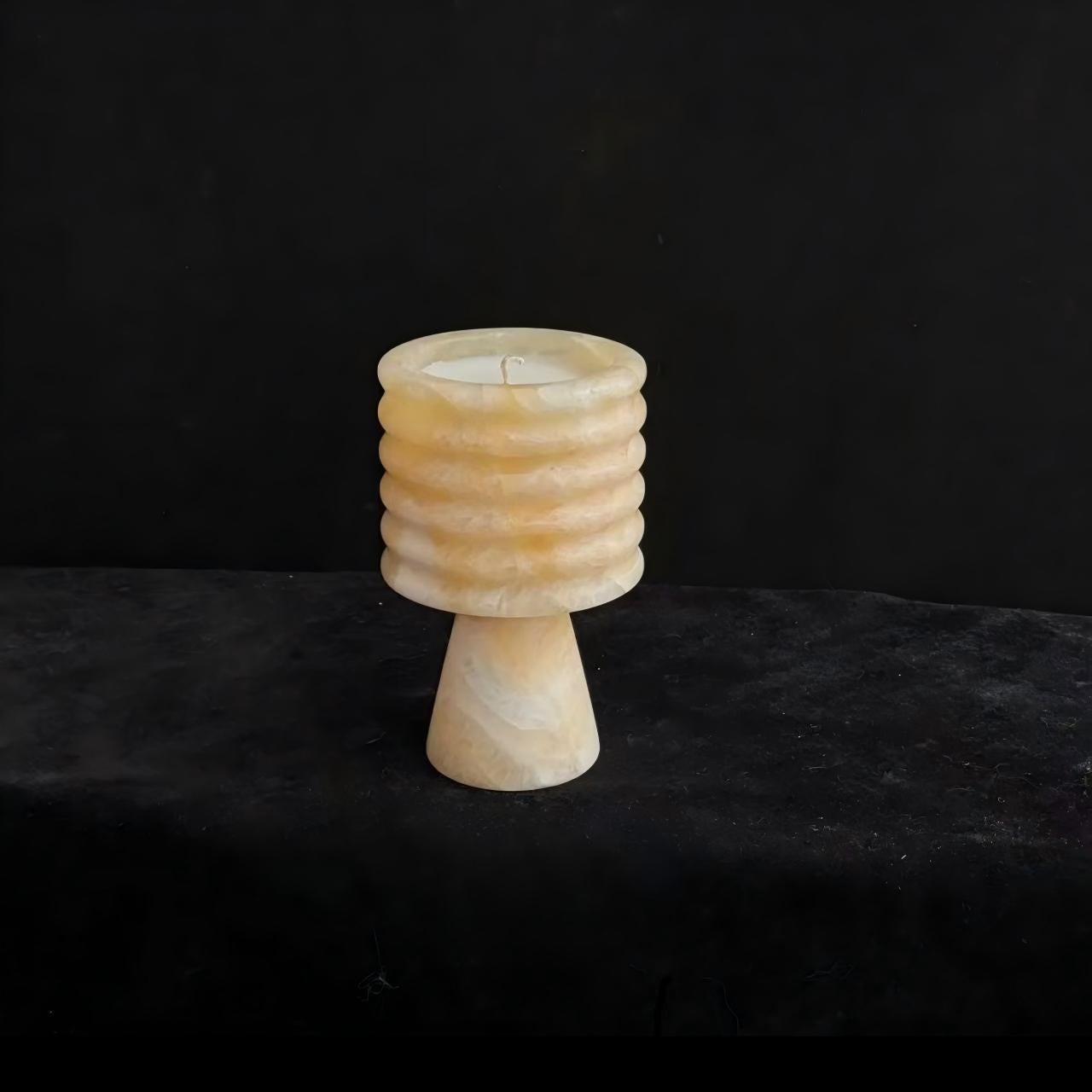 Layered Marble Pedestal Scented Candle, Handcrafted Honey Onyx Candle, Modern Home Decor Gift