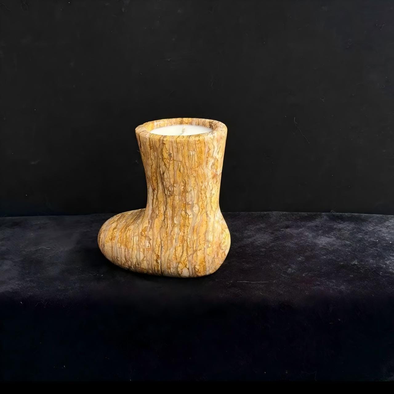 Handmade Wood-Grain Marble Boot Candle, Unique Statement Candle for Rustic Home Ambiance