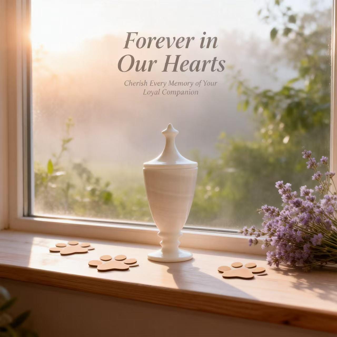 White Marble Pet Urn, Elegant Memorial Keepsake for Cat and dog