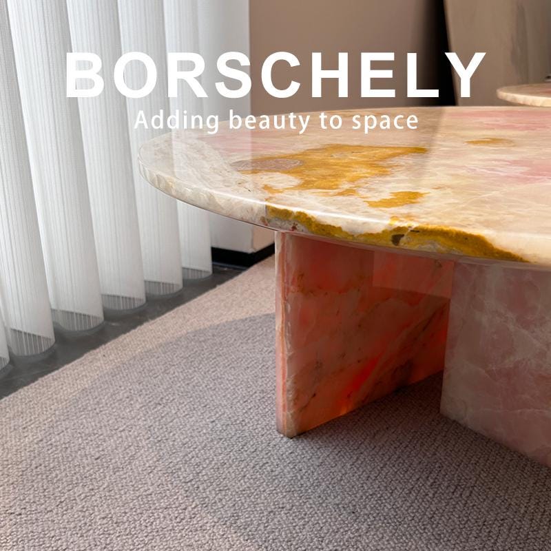 Handmade Pink Onyx Coffee Table: Natural Stone Modern Living Room