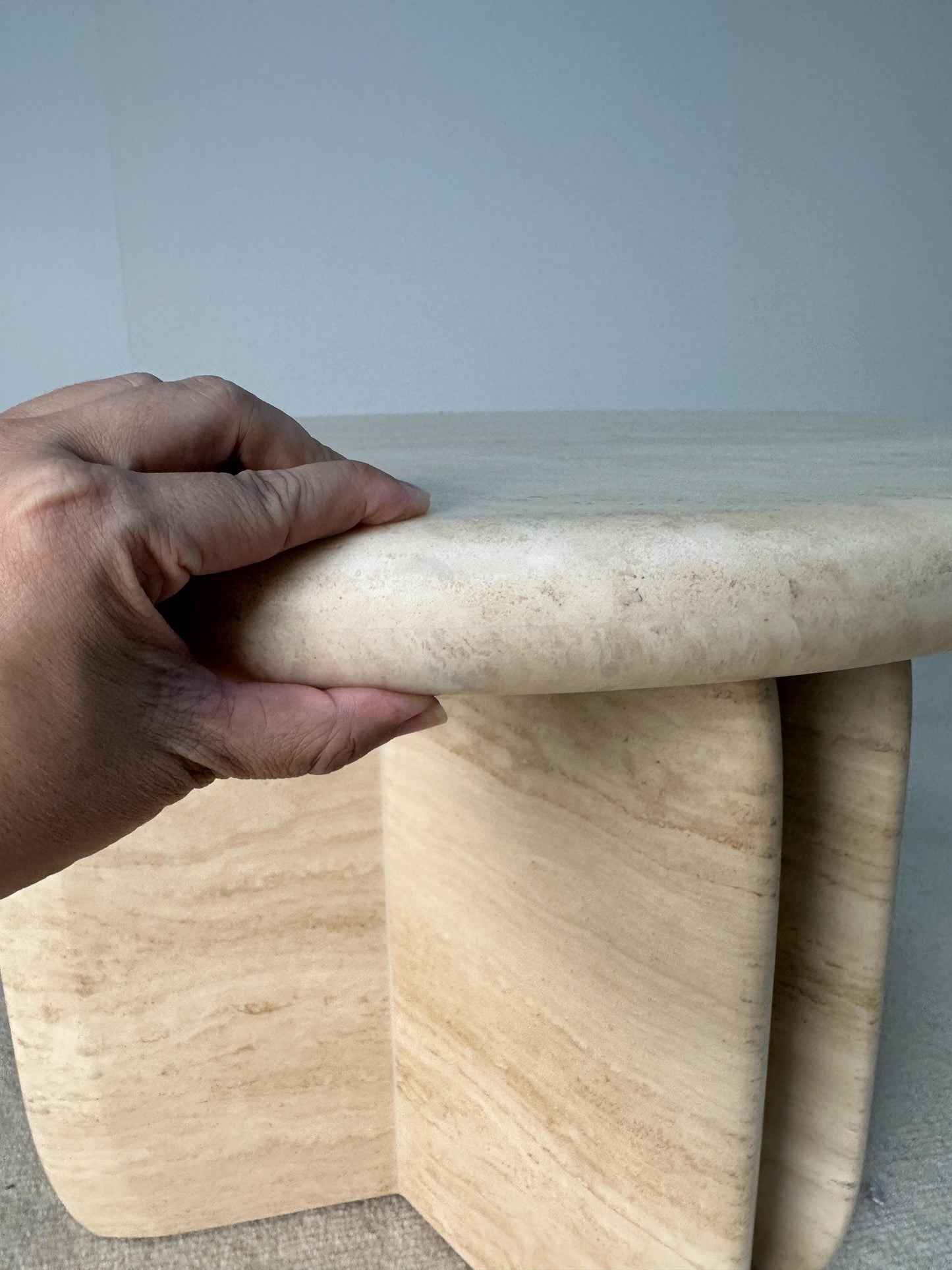 Handmade Elegant Natural Travertine Coffee Table | Three-Petal design | Organic Modern Centerpiece for Living Room
