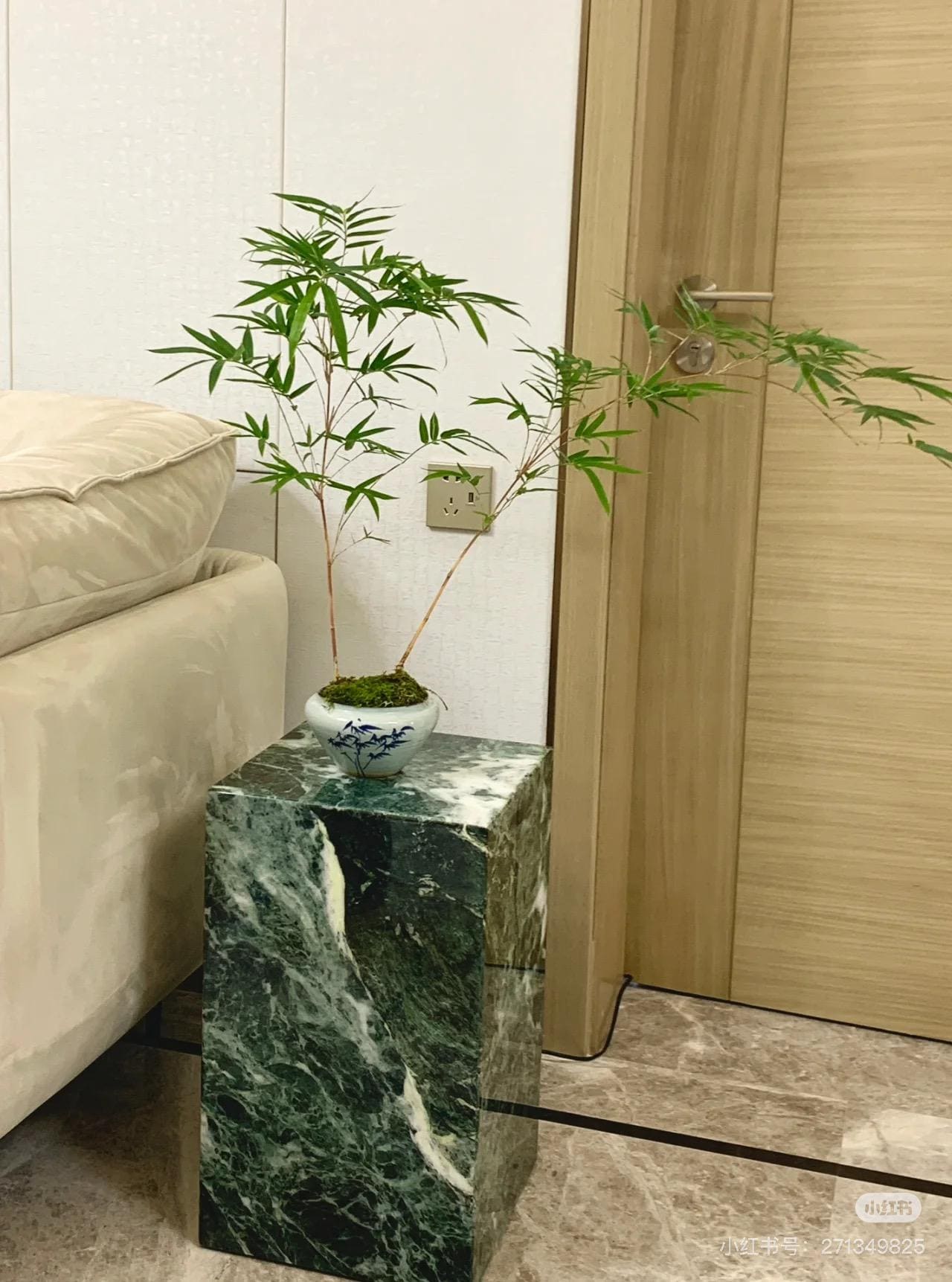 Green Natural Marble Side Table: Italian-Style End Table