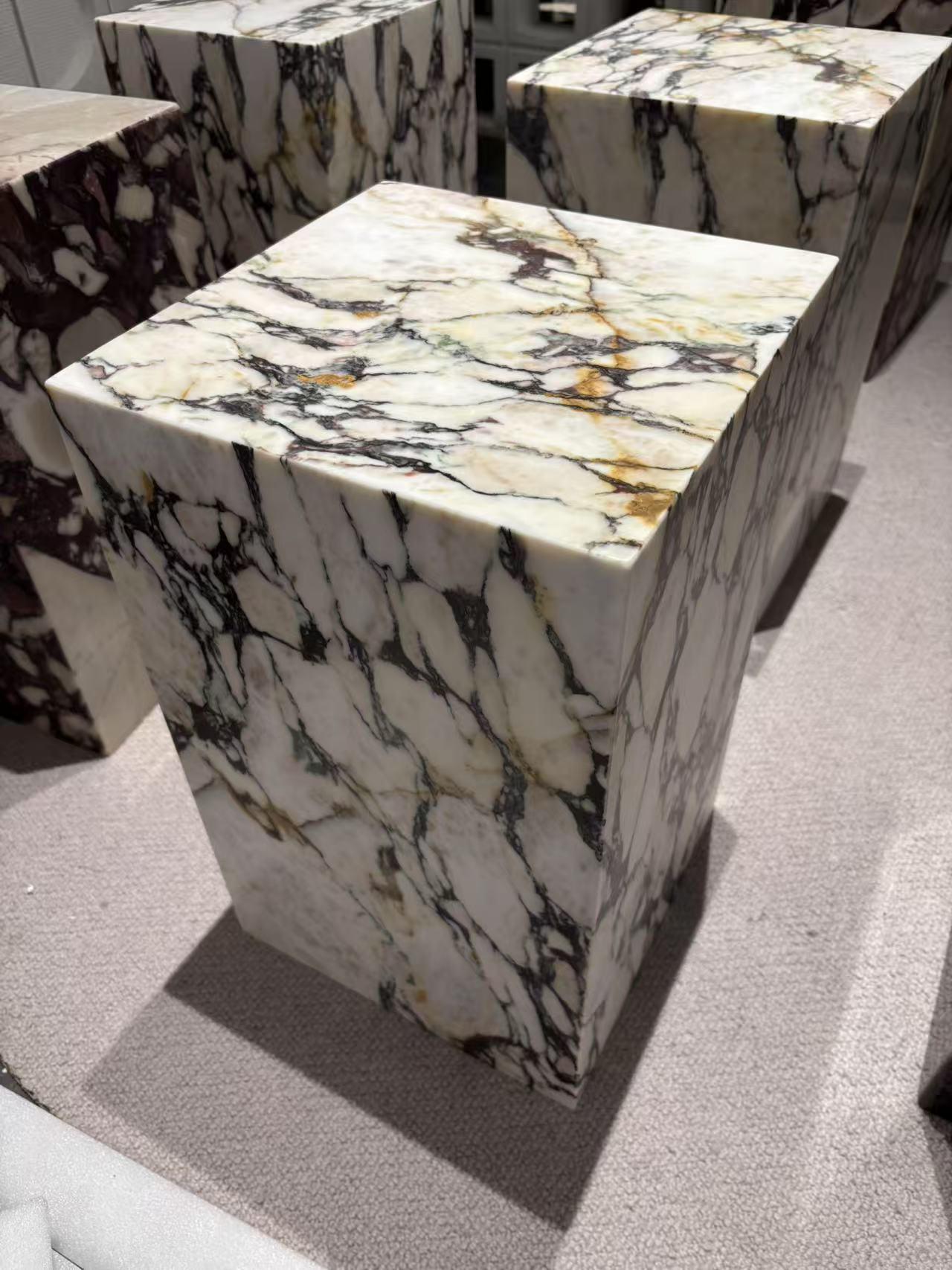 BORSCHELY Marble Side table, Calacatta Volia Marble, minimalism, natural stone and timeless shapes