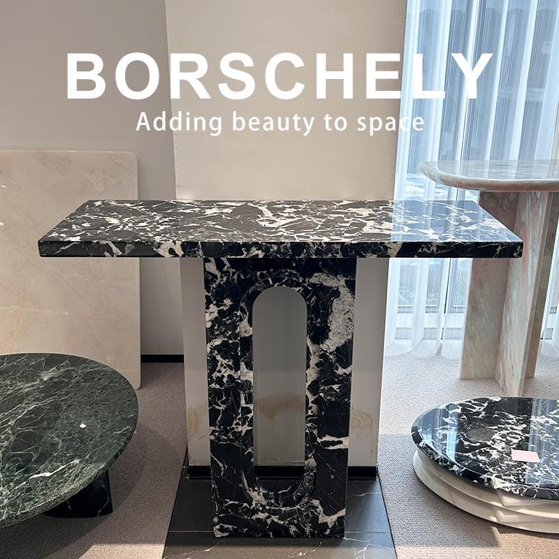 Handcrafted Natural Marble Console Table: Modern Minimalist Entryway Decor