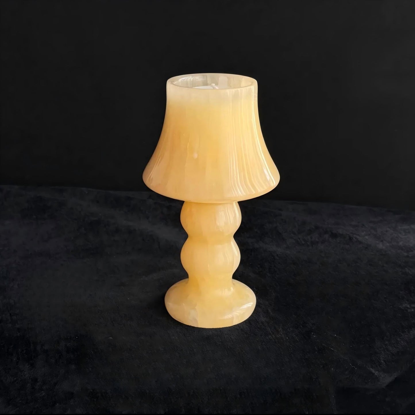 Handcrafted Yellow Onyx Aromatherapy Candle – Sculptural Lamp-Style Marble Container – Luxury Home Fragrance, Perfect for Home Decor & Gifts