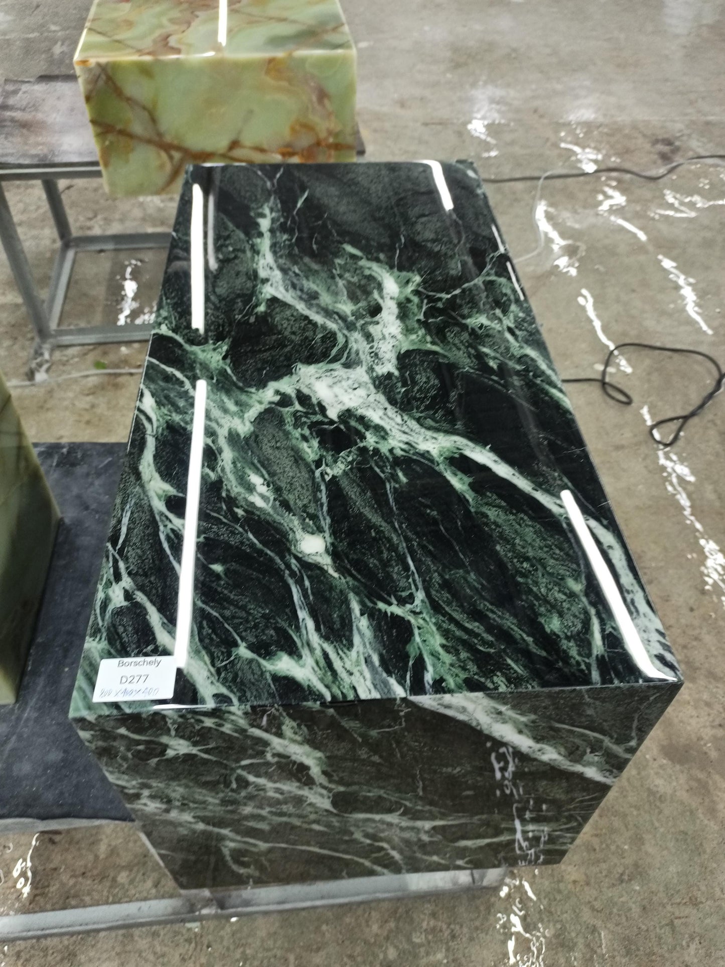 Luxury Green Marble Coffee Table, Italian Minimalism