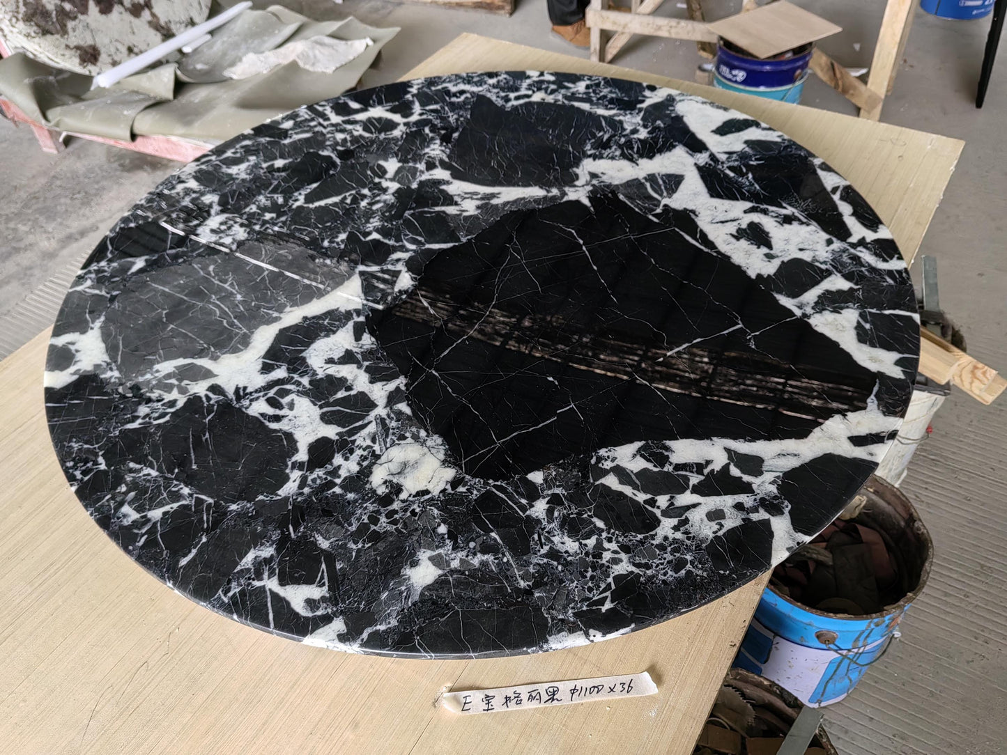 Elegant Natural Black and white Marble coffee table, black stainless steel, Italian minimalism