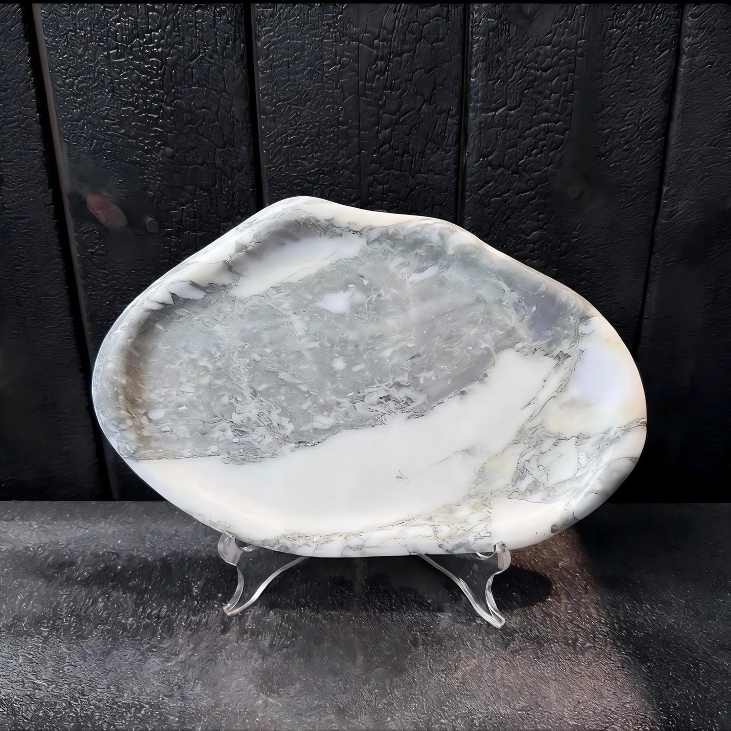 Natural Marble Tray – Organic Shape Decorative Stone Platter – Handcrafted Home Decor for Kitchen or Gift