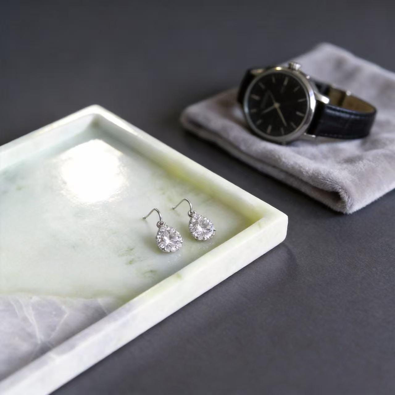 Handmade Green Marble Catchall Tray, Unique Statement Organizer for Stylish Home Ambiance