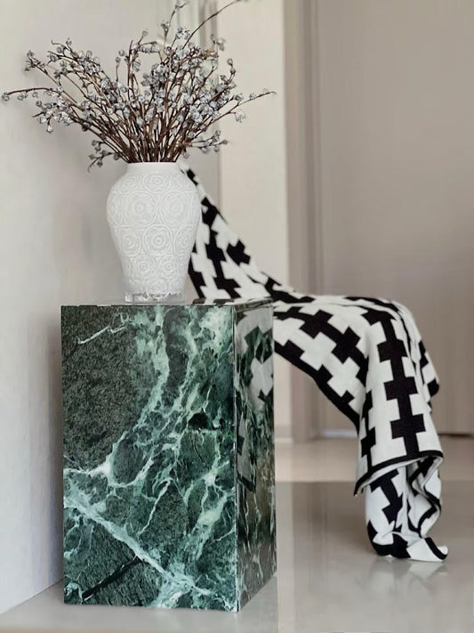 Green Natural Marble Side Table: Italian-Style End Table