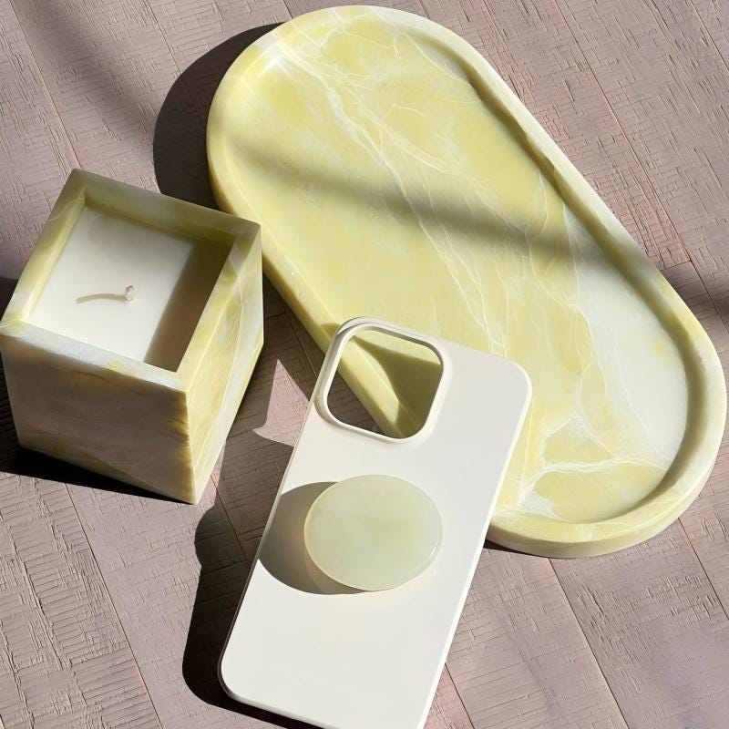 Irish Green Marble Tray & Soy Candle Set –Home Decor Gift for St.Patrick's Day