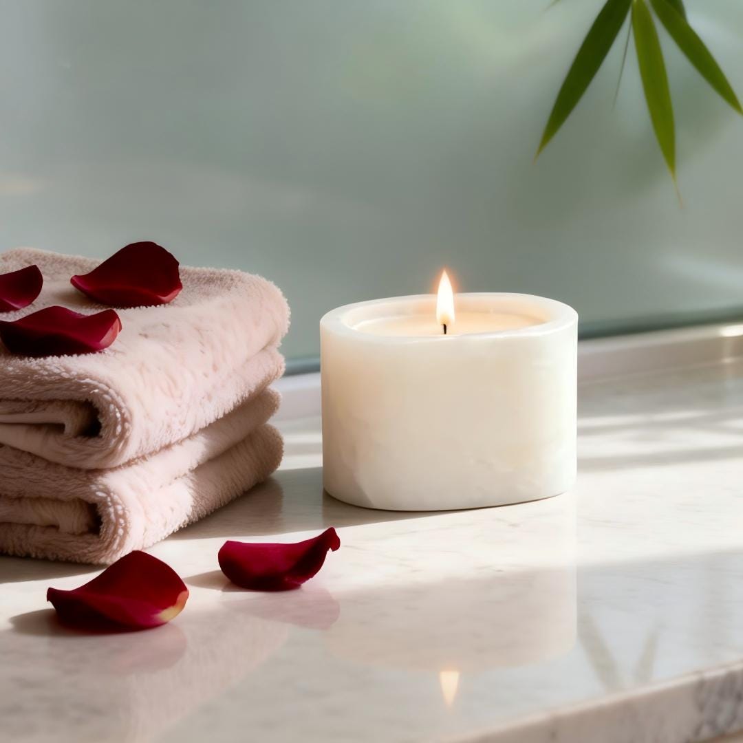 White Marble Scented Candle - Natural Stone , Minimalist Luxury Home Decor, Calming Aromatherapy Candle for Elegant Living Spaces