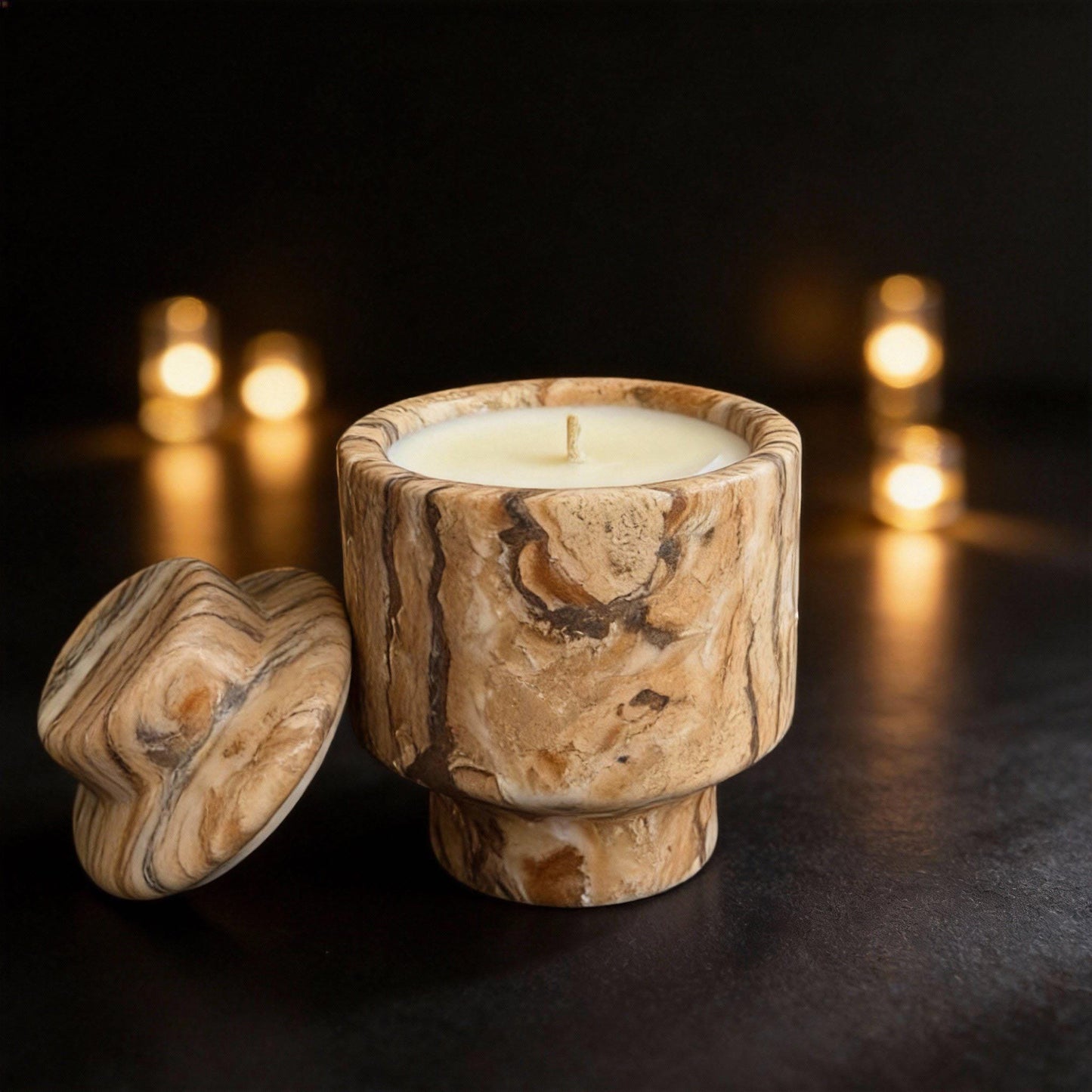 Handcrafted Marble Jar Candle, Soy Wax Scented Candle, Home Decor