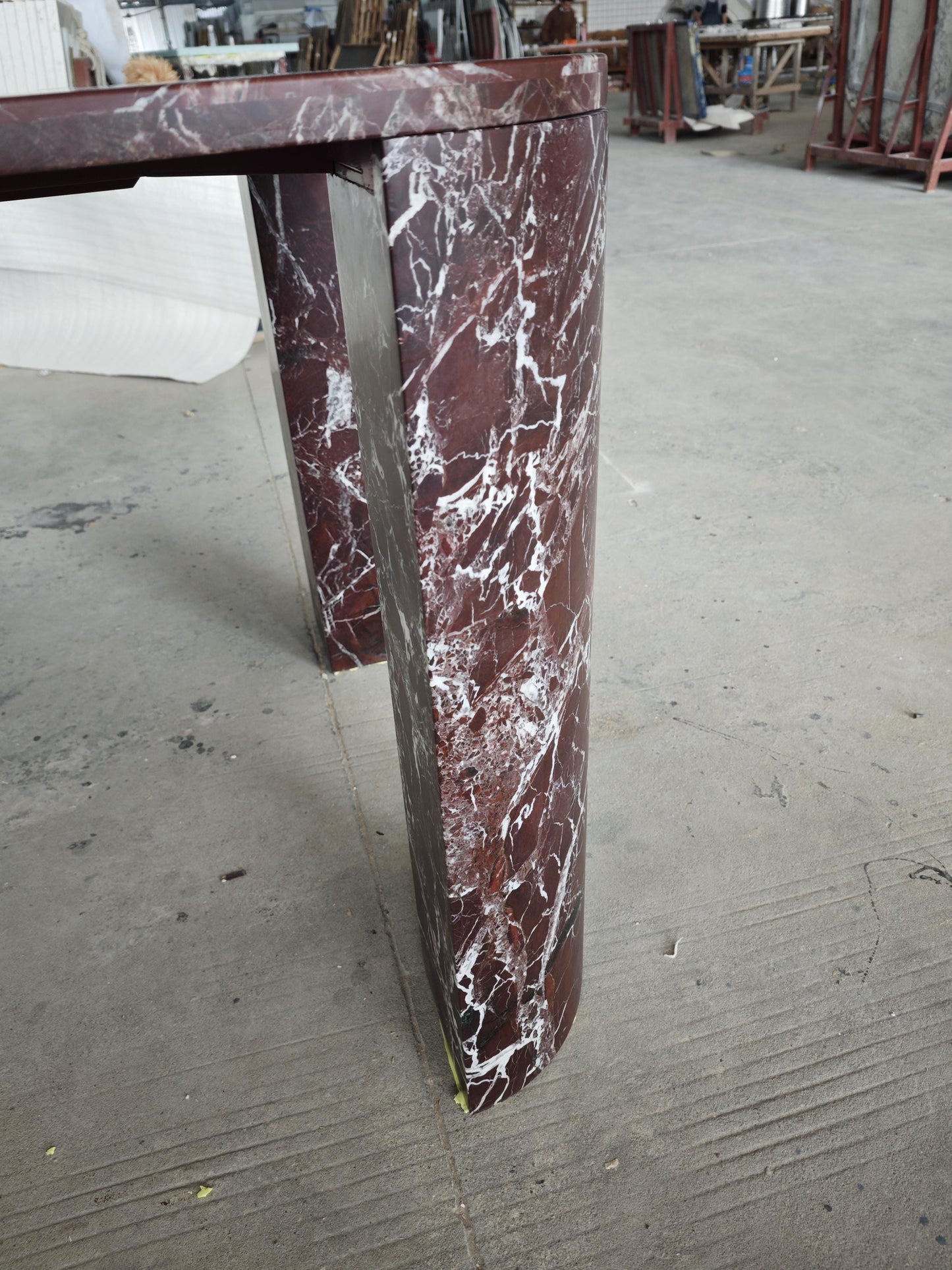 Rectangle Natural Rosso Lepanto Red Marble dining table, Luxurious kitchen design