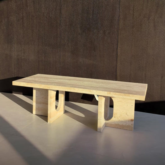 Hand-Carved Travertine Coffee Table: French European Decor