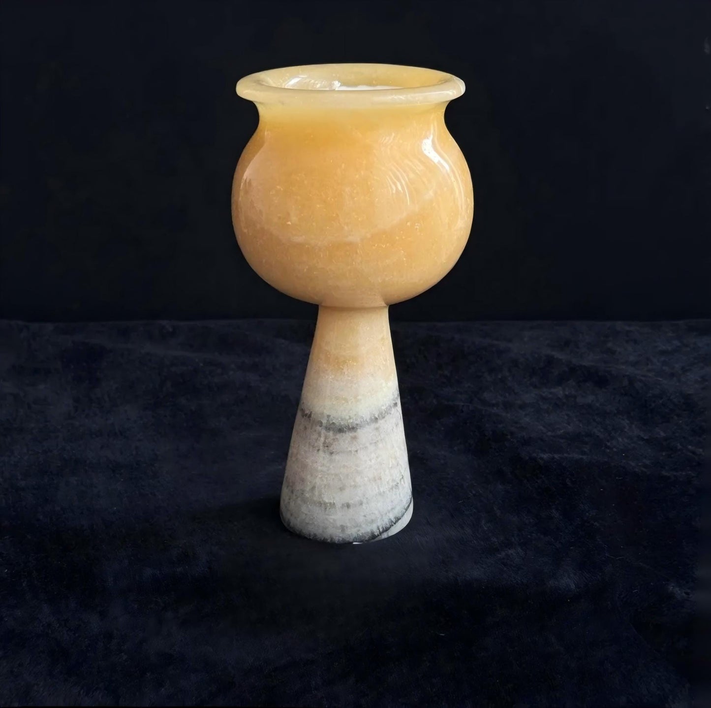 Yellow Onyx & Marble Candle Holder – Sculptural Art Deco Style Scented Candle – Handcrafted Stone Home Decor, Gift for Her/Him