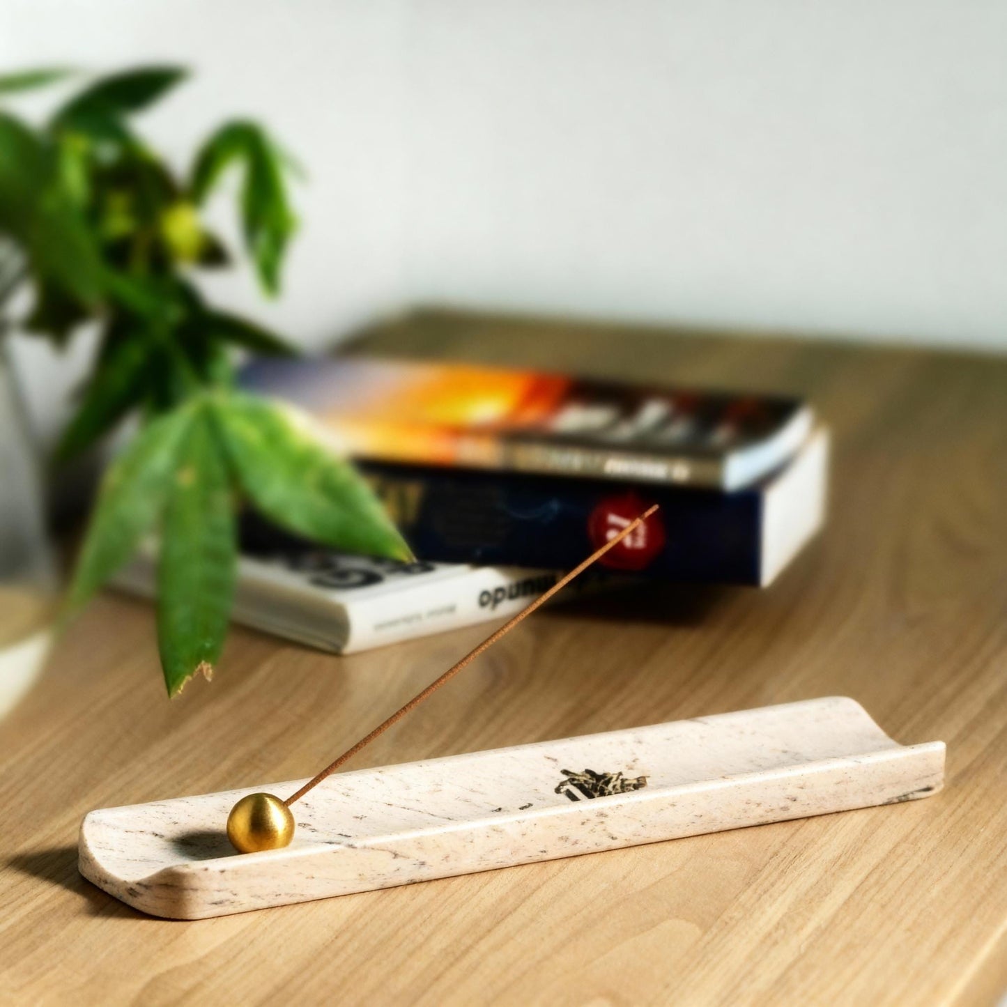 Travertine Marble Incense Holder, Handcrafted Stone Incense Stick Stand, Boho Zen Home Fragrance Accessory