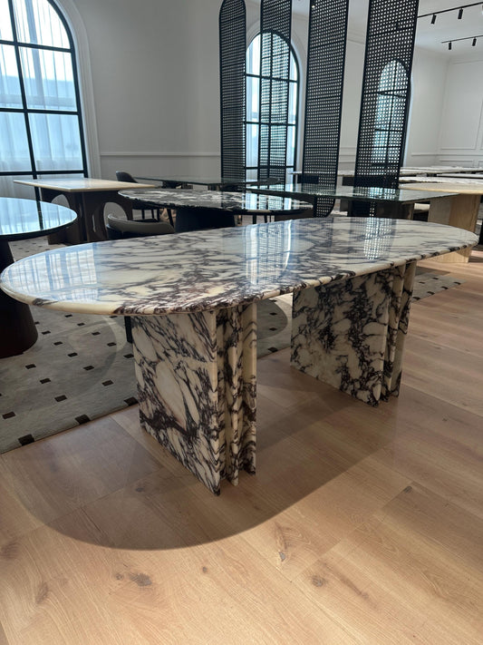 Calacatta Viola Marble Dining Table: Frech Style Artisanal Luxury Furniture