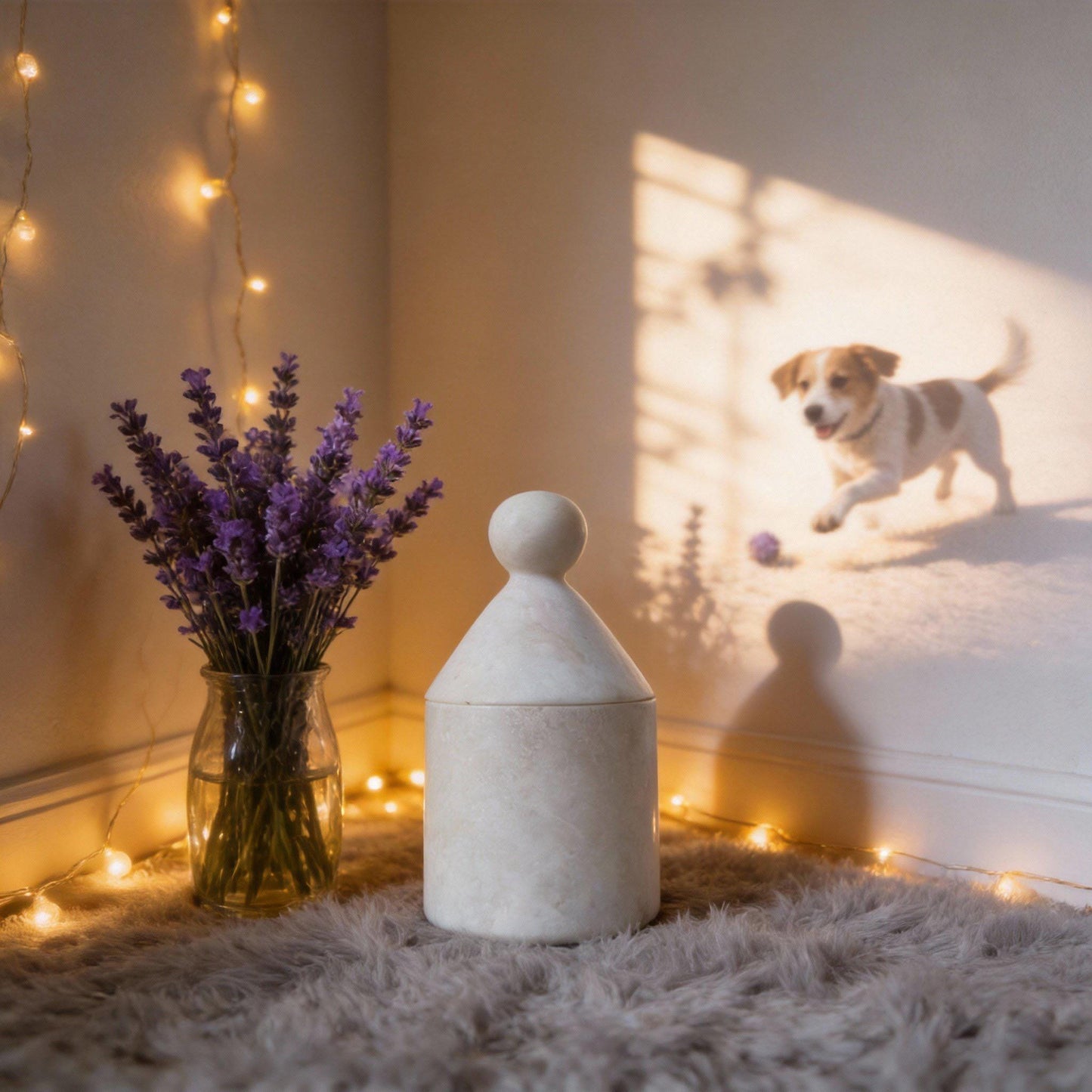 Handmade Marble Pet Urn - Peaceful Ashes Keepsake for Dogs & Cats