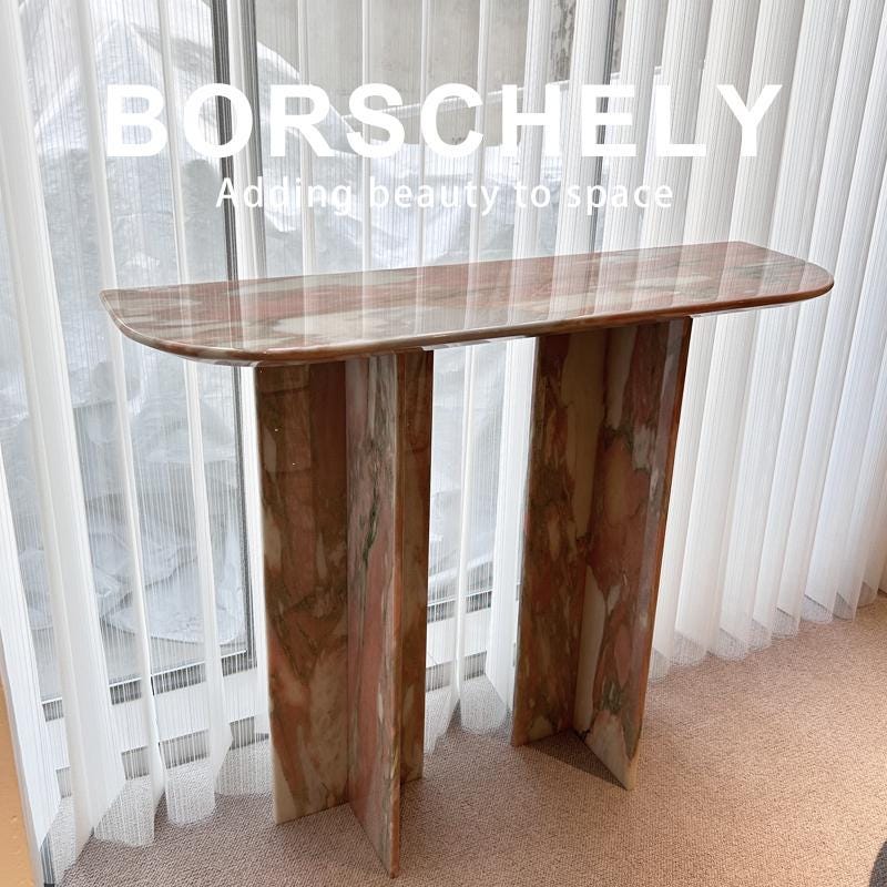 Customized Handmade Natural Norway Pink Marble Console Table: Elegant Entryway Furniture, unique furniture