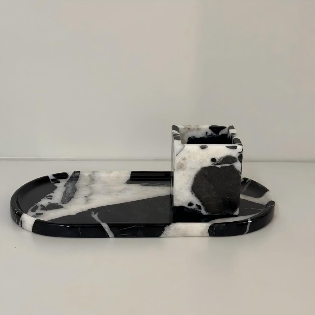 Black natural marble scented candles and jewelry storage tray, home decoration, gifts for friends