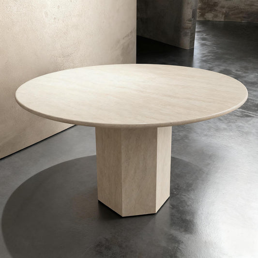 borschely round travertine dining table custom: vintage home furniture