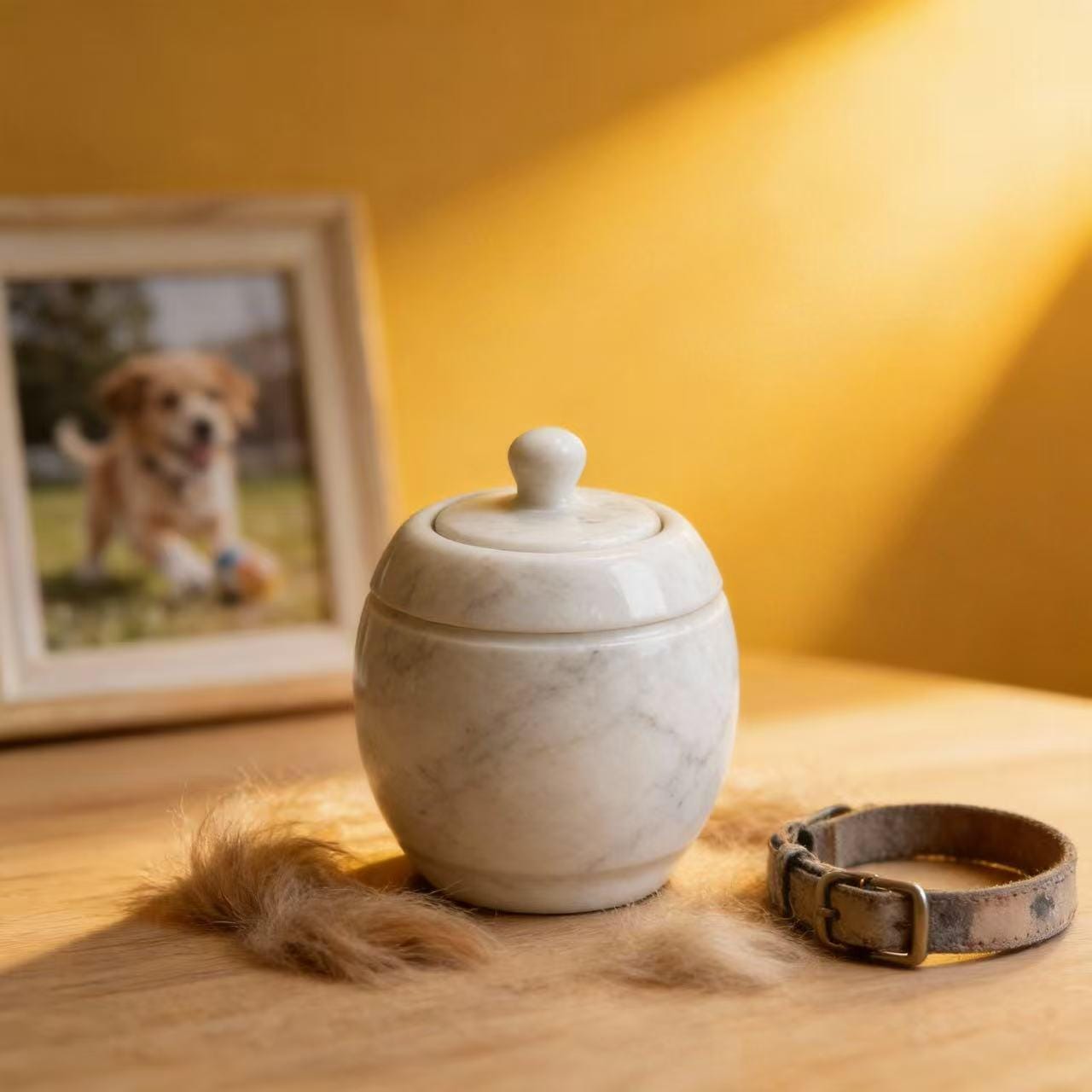 Artisanal Veined Marble Pet Urn-Perfect for Cherished Pet Remains