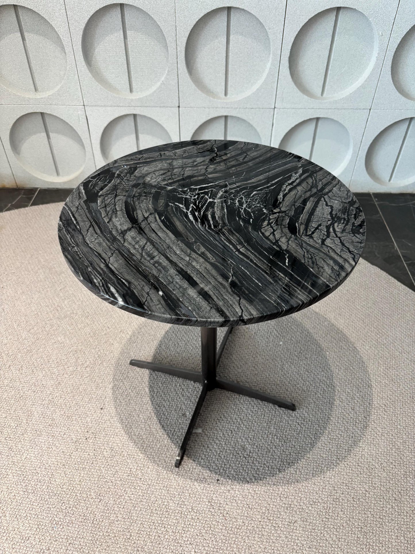 Natural Marble Side Table: Modern Round Coffee Table, Nightstand