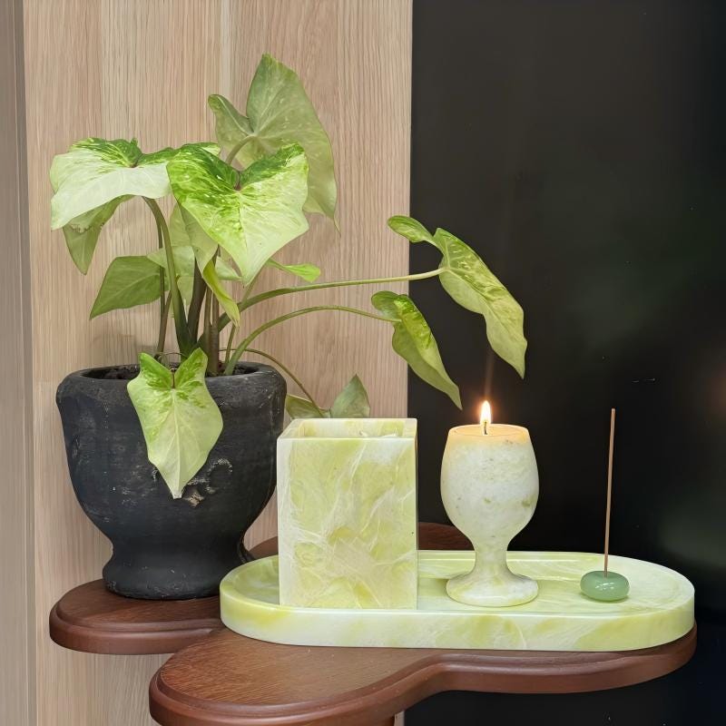 Irish Green Marble Tray & Soy Candle Set –Home Decor Gift for St.Patrick's Day
