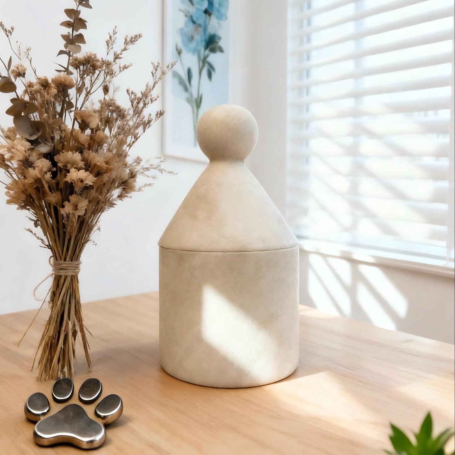 Handmade Marble Pet Urn - Peaceful Ashes Keepsake for Dogs & Cats