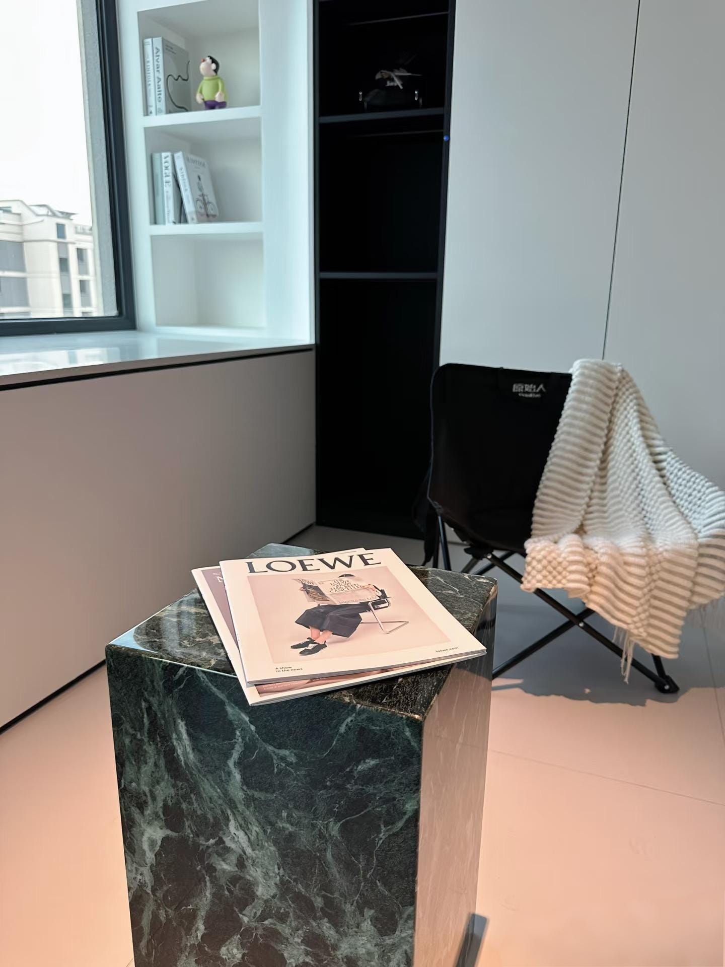 Green Natural Marble Side Table: Italian-Style End Table