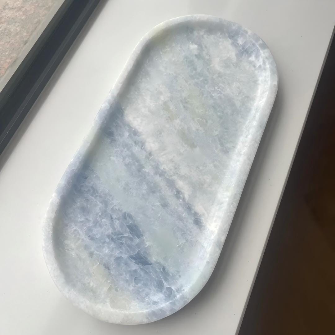 Handmade Baby Blue Crystal Marble Tray– Luxury Gift For Summer Wedding Gift