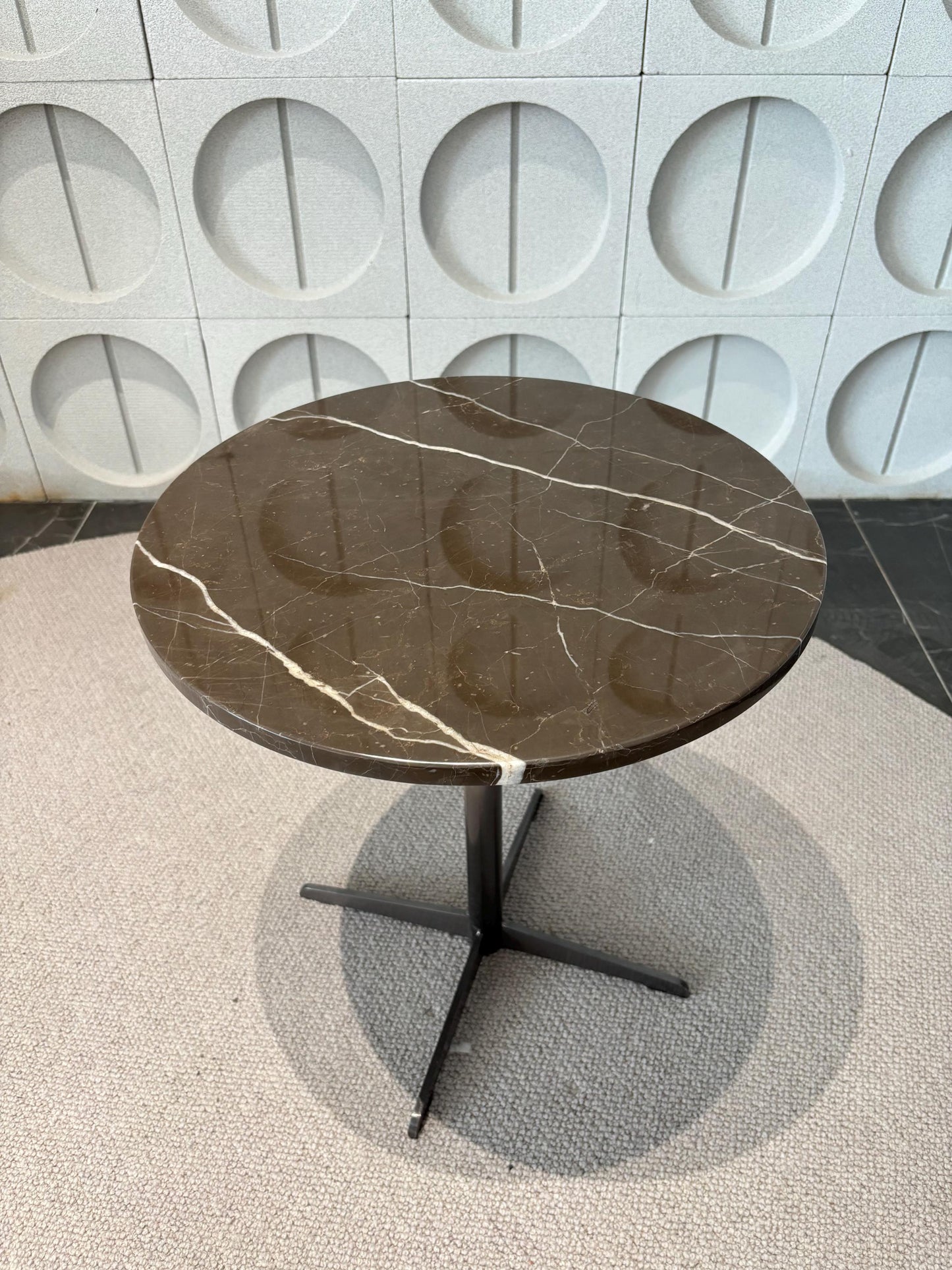 Natural Marble Side Table: Modern Round Coffee Table, Nightstand