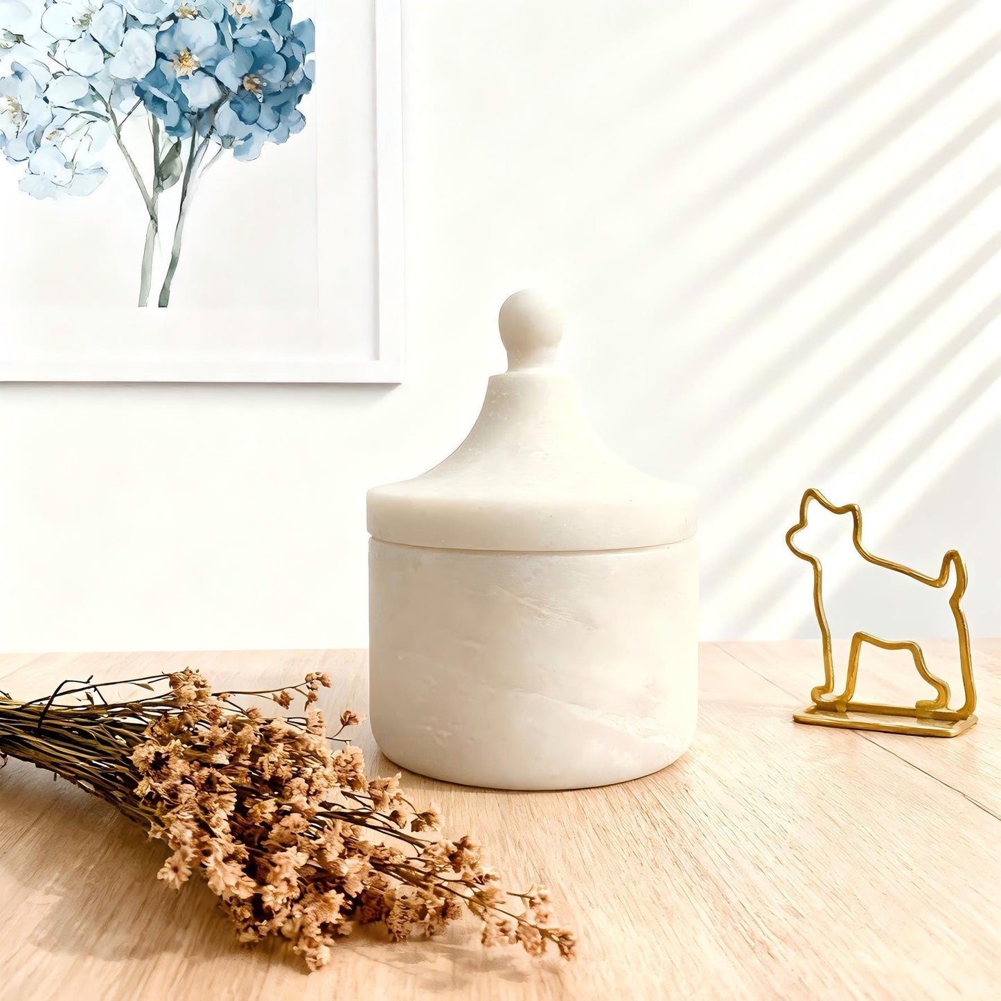 Handmade White Marble Pet Memorial Urn | Elegant Keepsake