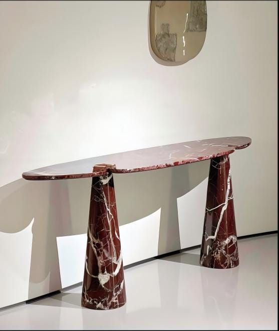 handmade natural flower green marble console table, arc curved pedestal