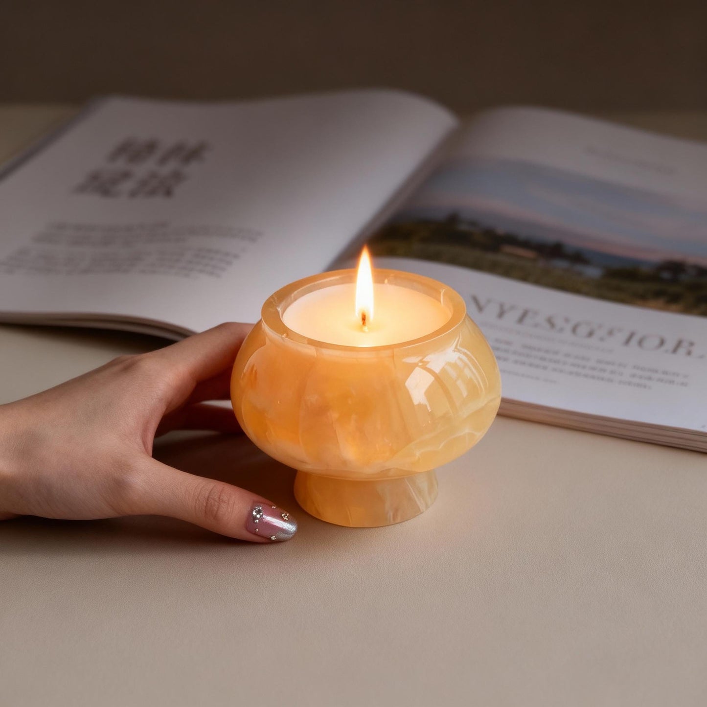 Handmade marble Candle – Organic Mushroom Design – Aromatherapy Scented Candle for Yoga, Spa, or Holiday Gift,Valentine's Day