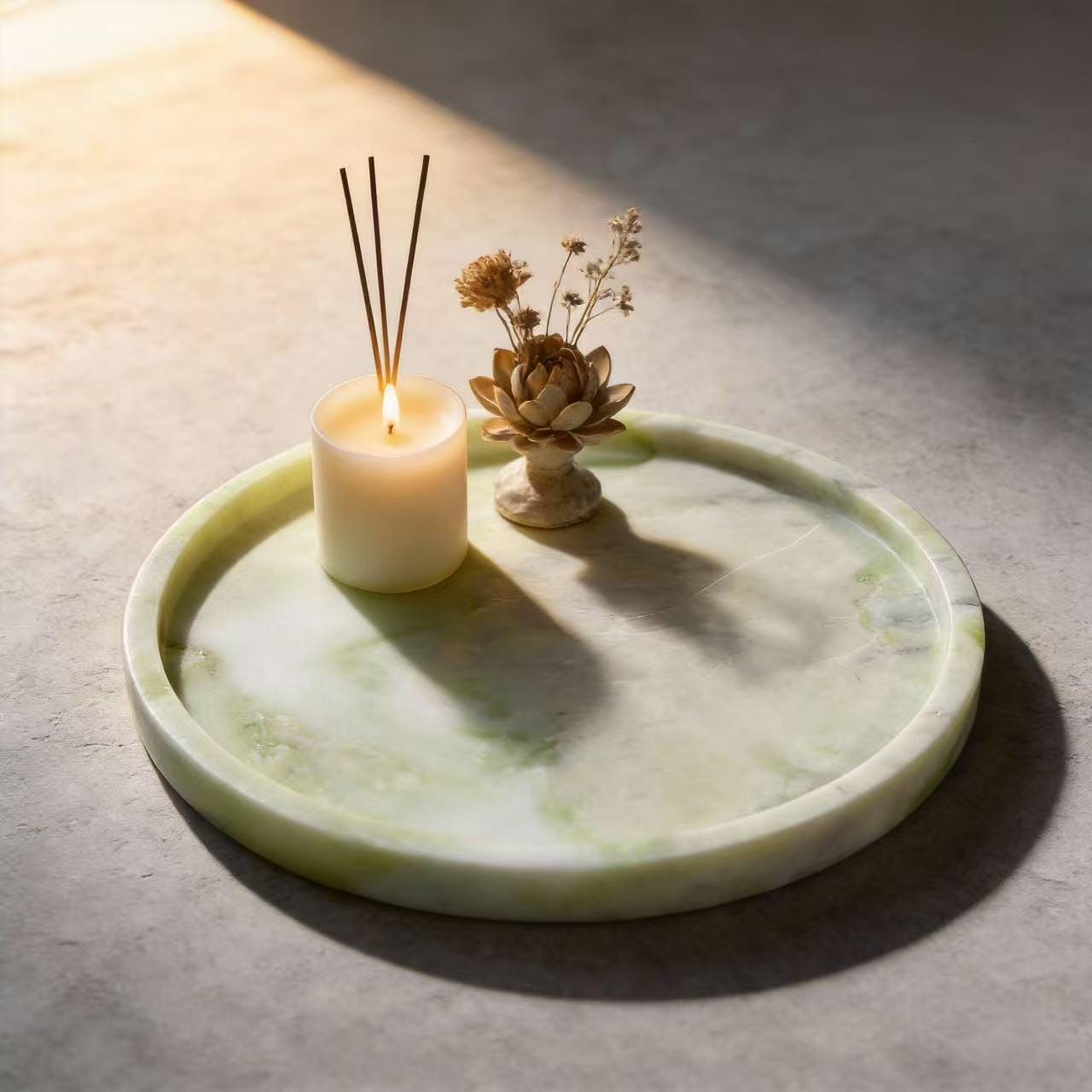 Handmade Veined Marble Jewelry Dish, Modern Minimalist Stone Tray