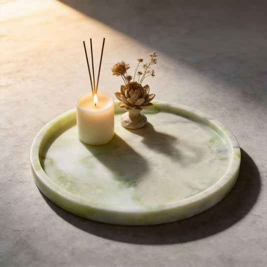 Handmade Veined Marble Jewelry Dish, Modern Minimalist Stone Tray