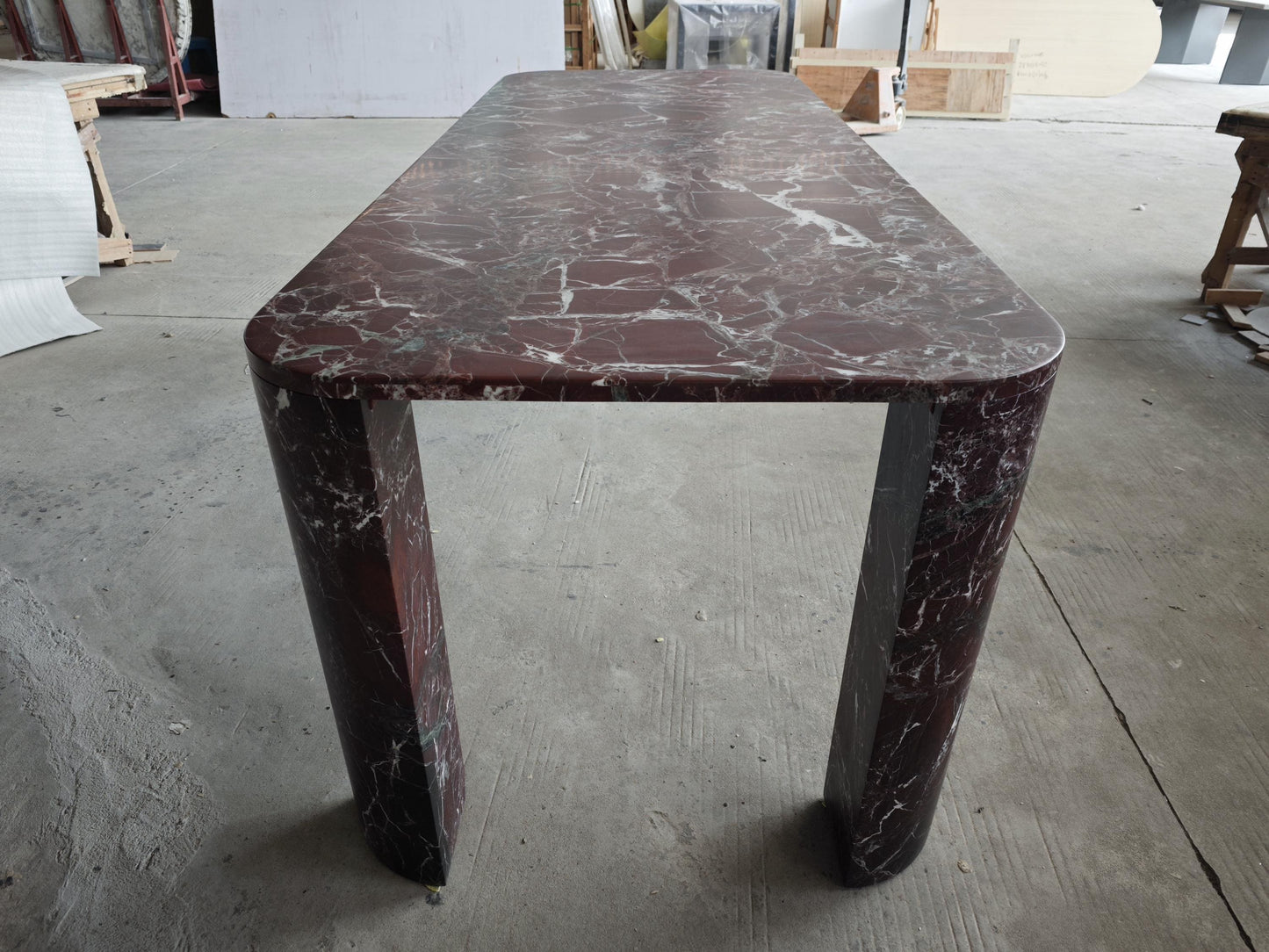 Rectangle Natural Rosso Lepanto Red Marble dining table, Luxurious kitchen design
