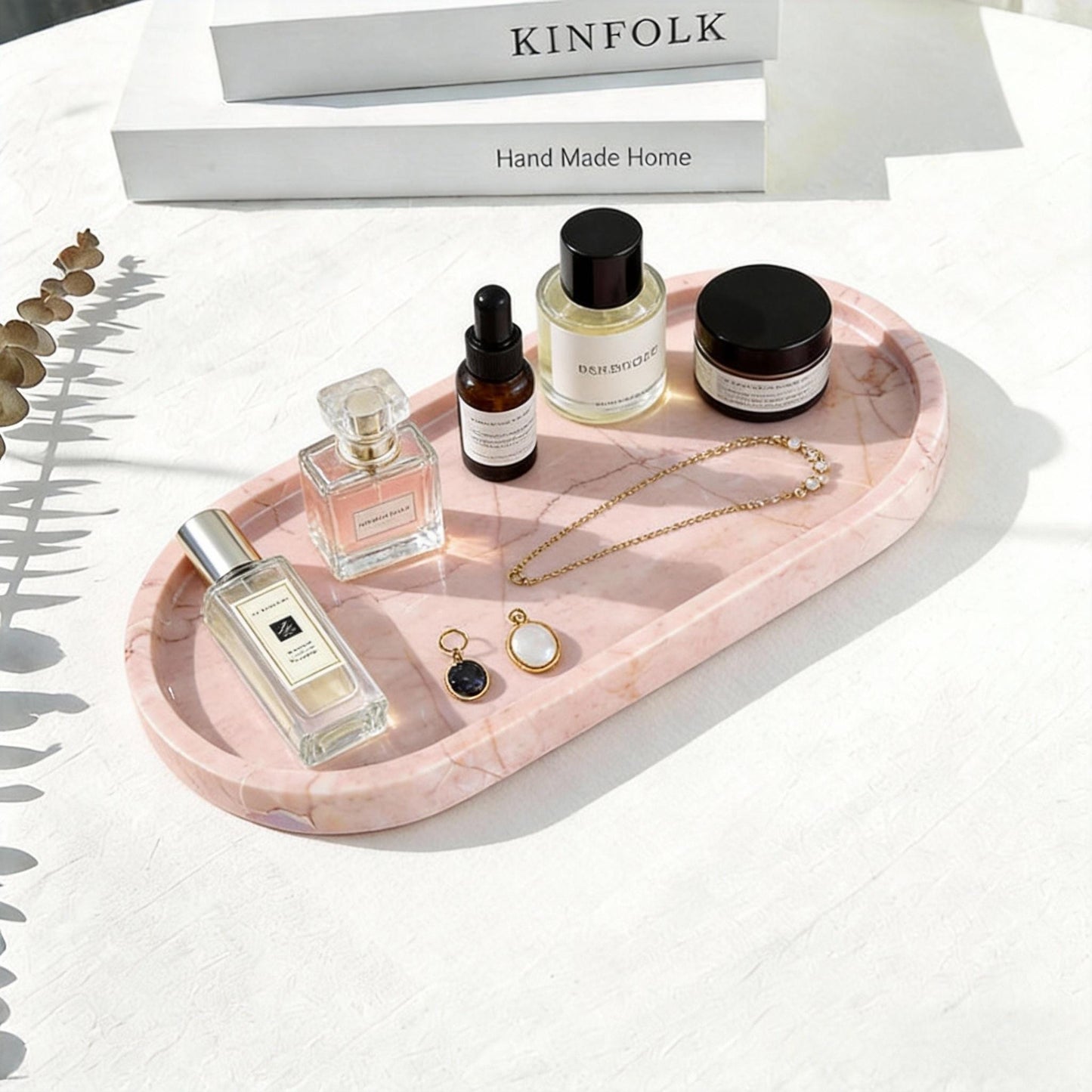 Handmade Pink Marble Tray, Home Decor, Jewelry Storage and bathroom tray