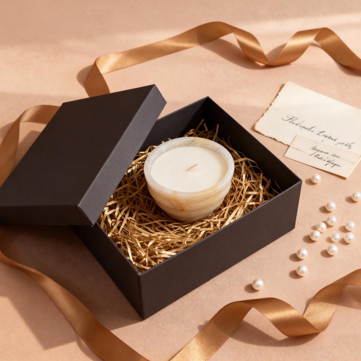 Luxury Banded Stone Candle, Valentine's Day Thoughtful Gift for Girlfriend/Wife