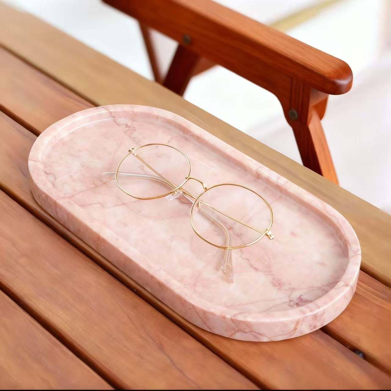 Handmade Pink Marble Tray, Home Decor, Jewelry Storage and bathroom tray