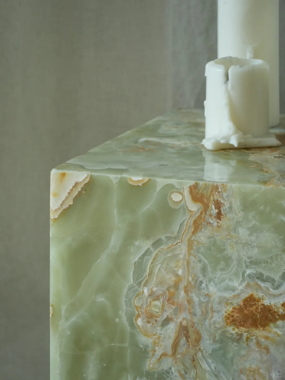 Natural Green Marble Side Table: modern style plinth table