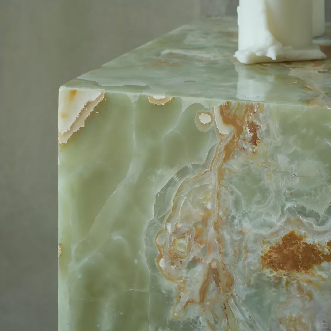 Natural Green Marble Side Table: modern style plinth table