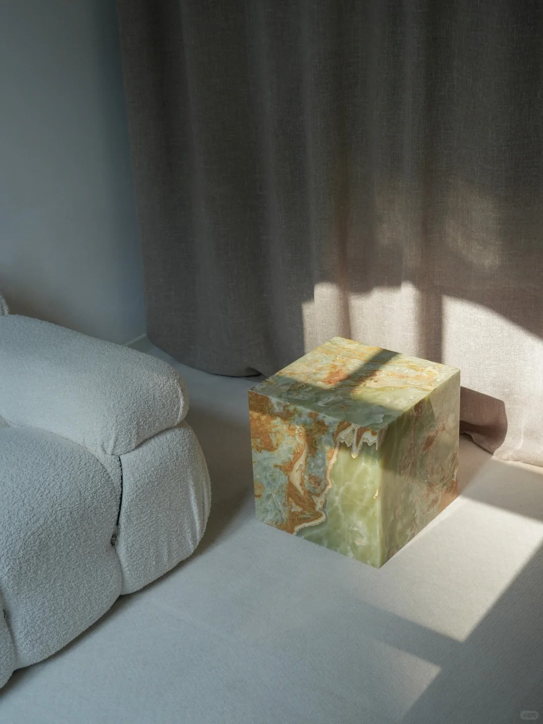 Natural Green Marble Side Table: modern style plinth table