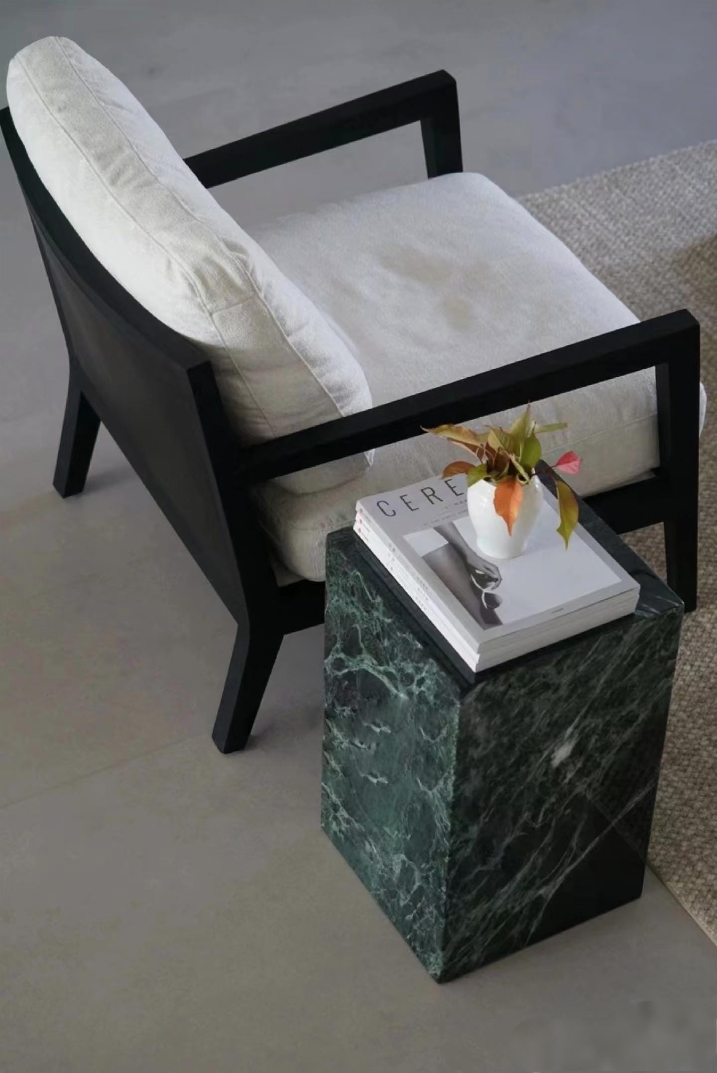 Green Natural Marble Side Table: Italian-Style End Table