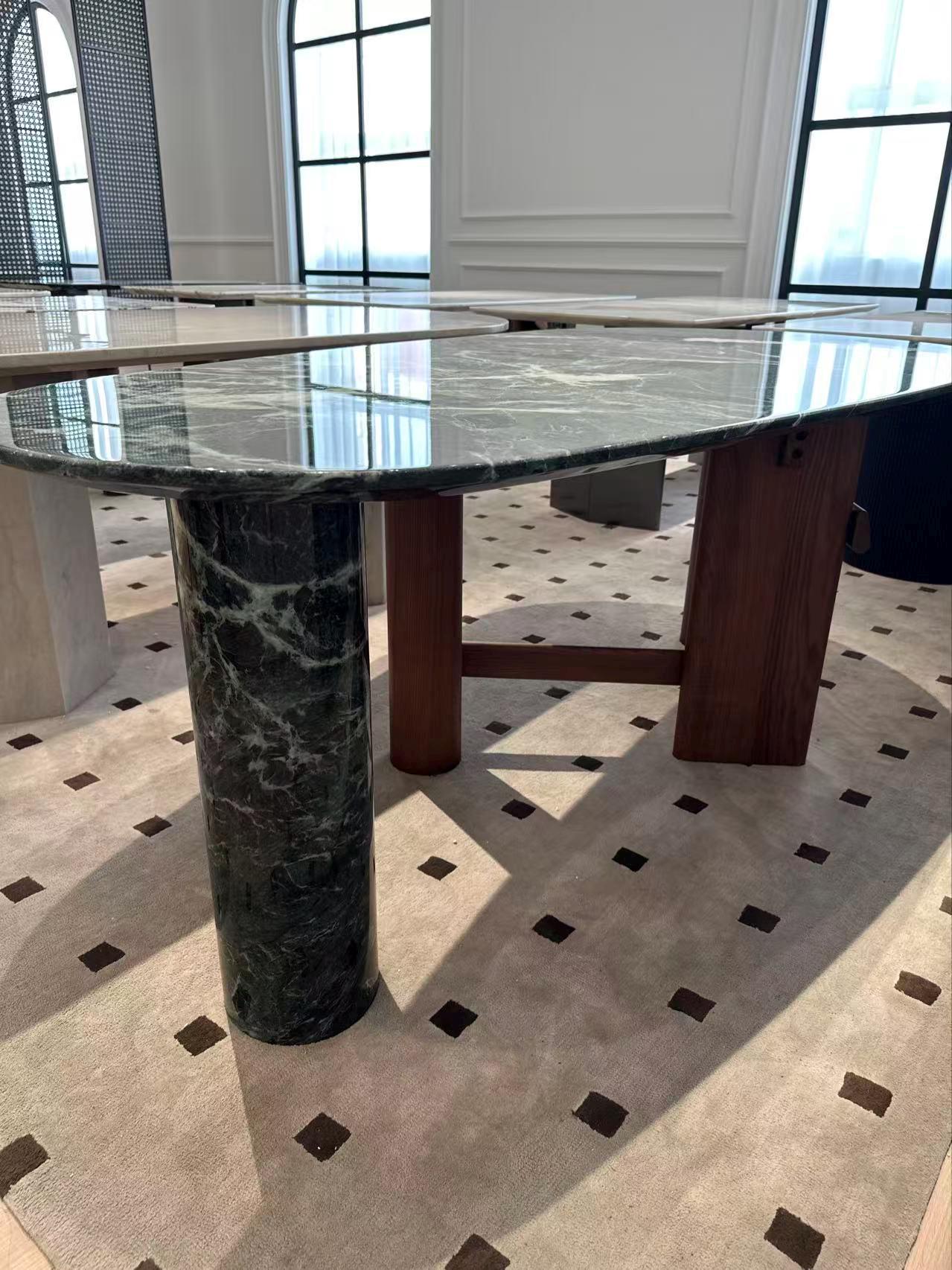 Organic Special Shape Natural Green marble Stone Dining Table: Luxury