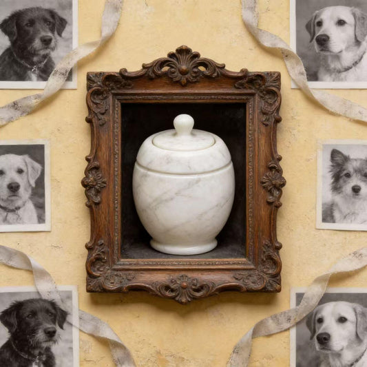 Artisanal Veined Marble Pet Urn-Perfect for Cherished Pet Remains