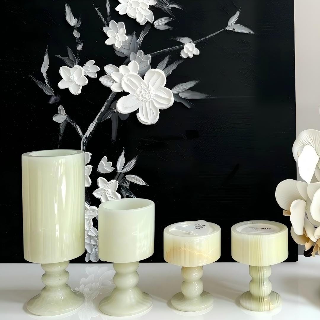 Celestial Jade Green Marble Candle and Vase Set Valentine's day gift for her