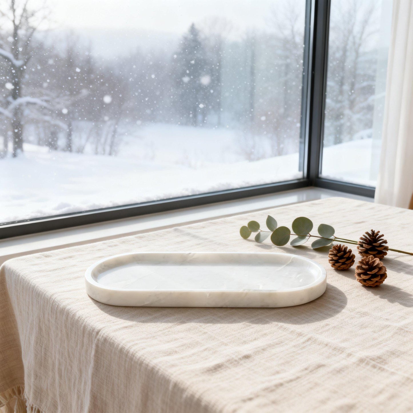 Marble jewelry tray, women's decorative tray, ring stand tray, interior decoration aesthetics, white
